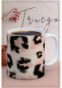 Truego Baskılı Kupa Bardak Seramik Mug - Leopar Desen