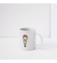 Tabby Design Kız İllüstrasyon Baskılı Hediyelik Kupa