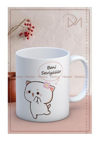 Truego Baskılı Kupa Bardak Seramik Mug - Beeni Seviyüüür