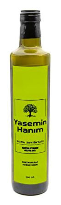 Yasemin Hanım Soğuk Sıkım Organik Polifenolsüz Erken Hasat Cam Sızma Zeytinyağı 500 ml