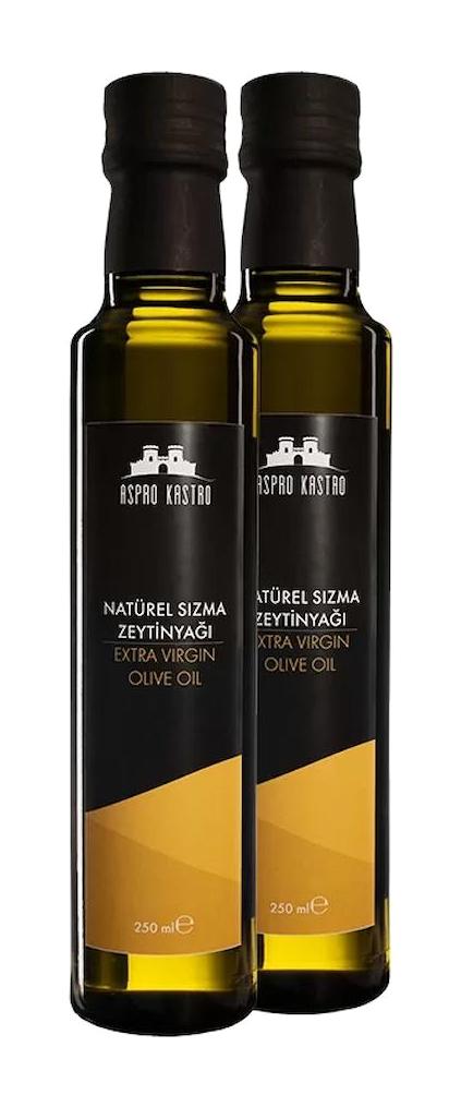 Aspro Kastro Özel Harman Soğuk Sıkım Organik Polifenolsüz Cam Sızma Zeytinyağı 250 ml