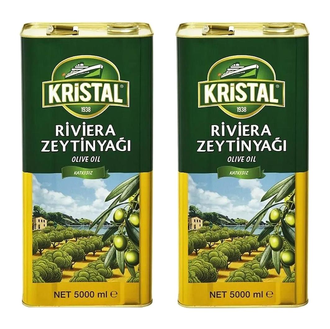 Kristal Organik Polifenolsüz Teneke Riviera Zeytinyağı 12 x 5 lt