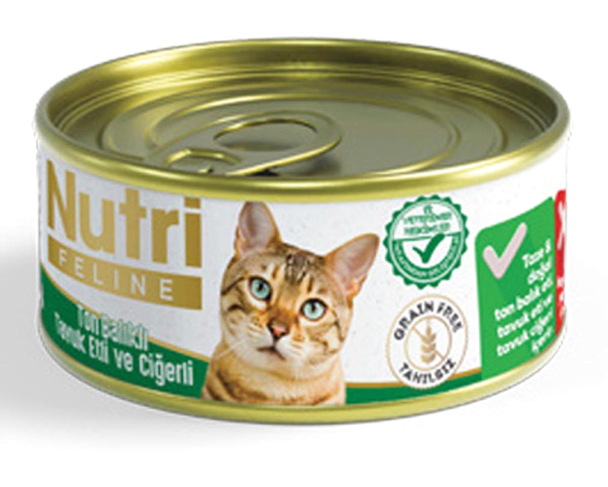 Nutri Feline Yetişkin Ciğer-Tavuk-Ton Balığı Yaş Kedi Maması 64x85 gr