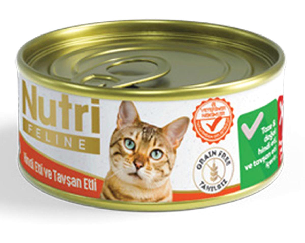 Nutri Feline Yetişkin Hindi-Tavşan Yaş Kedi Maması 64x85 gr
