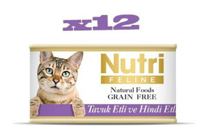Nutri Feline Yetişkin Hindi-Tavşan Yaş Kedi Maması 12x85 gr