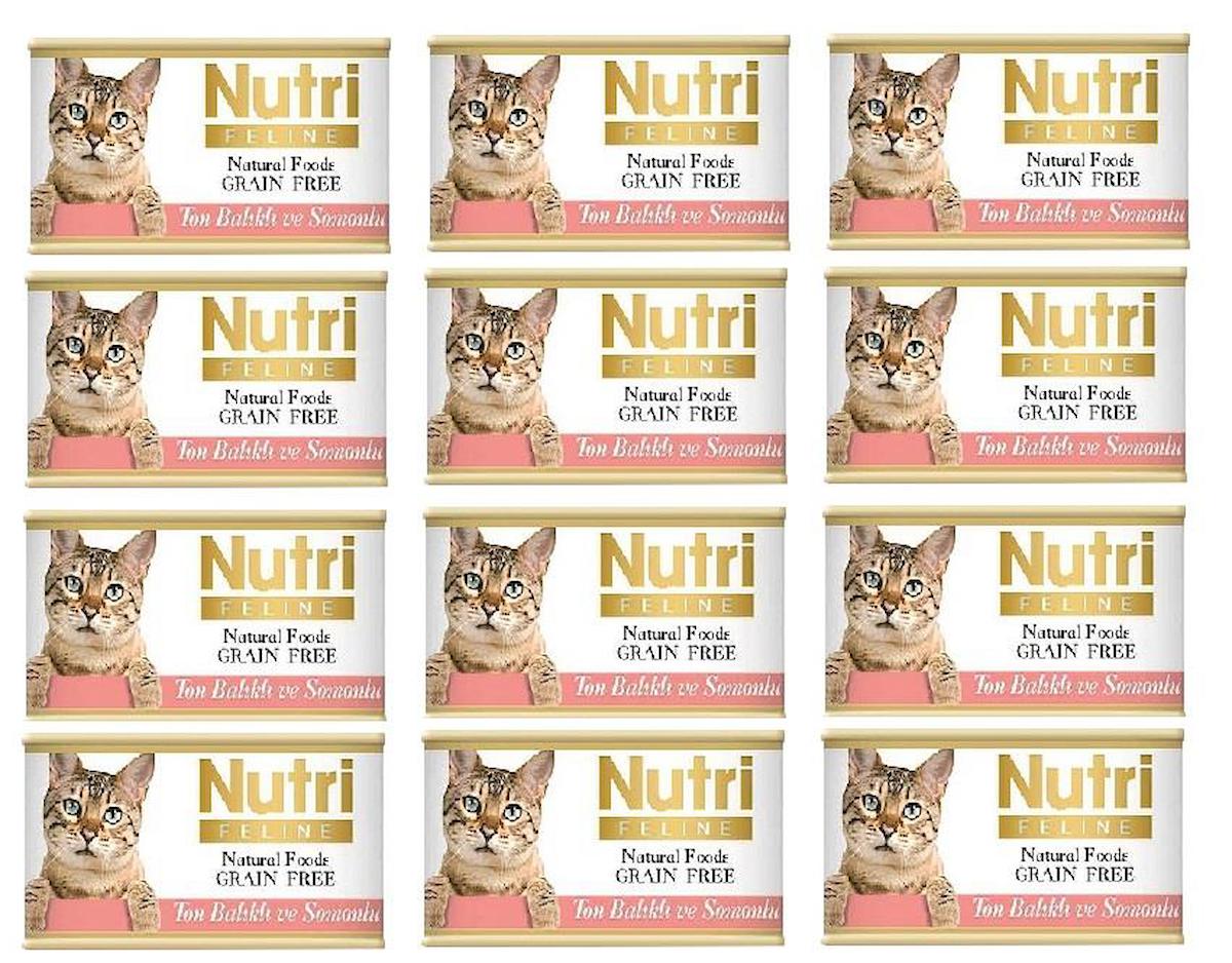 Nutri Feline Yetişkin Somon-Ton Balığı Parça Etli Yaş Kedi Maması 12x85 gr