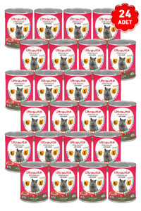 Ultravita Yetişkin Kısırlaştırılmış Kuzu Etli Parça Etli Yaş Kedi Maması 24x415 gr