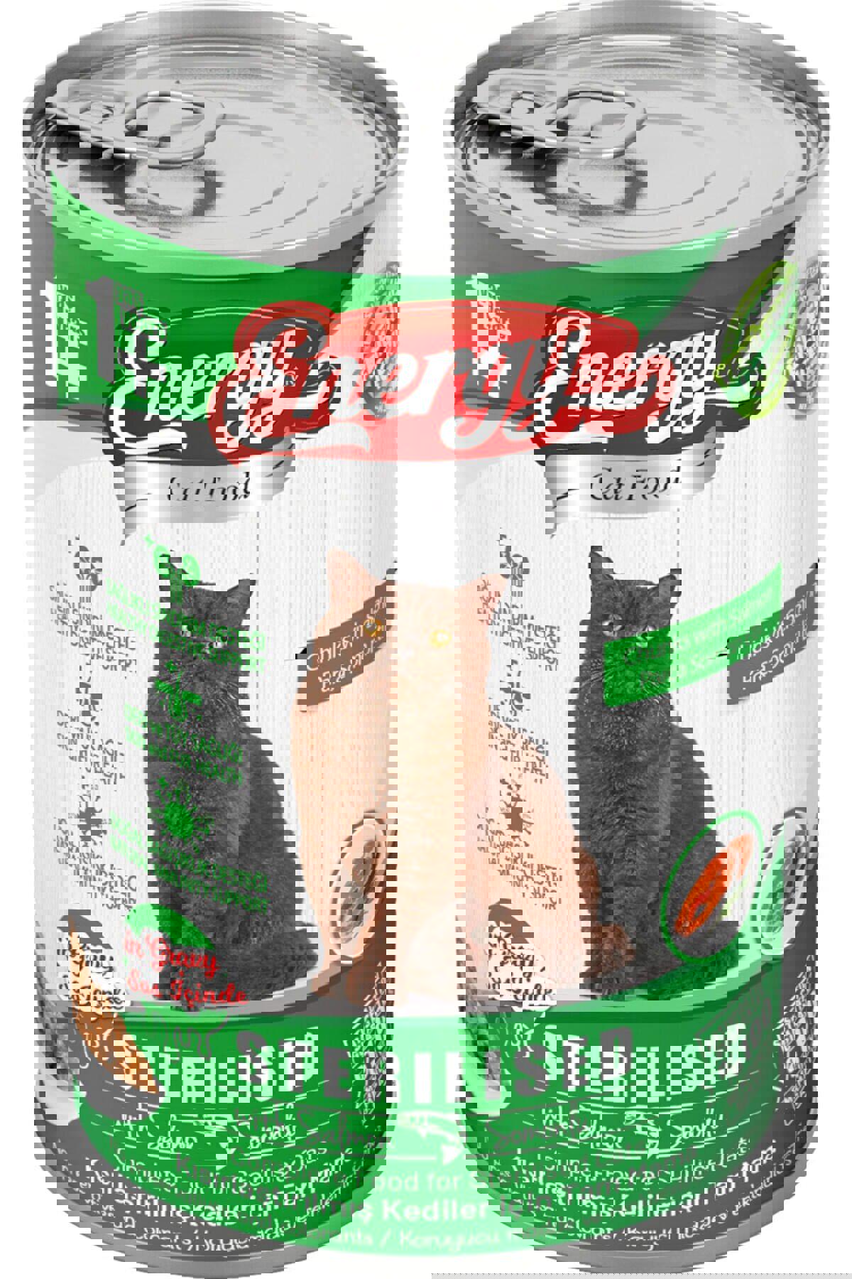 Energy Yetişkin Kısırlaştırılmış Somon Parça Etli Yaş Kedi Maması 80x415 gr