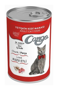 Cango Yetişkin Kuzu Etli Parça Etli Yaş Kedi Maması 4x415 gr