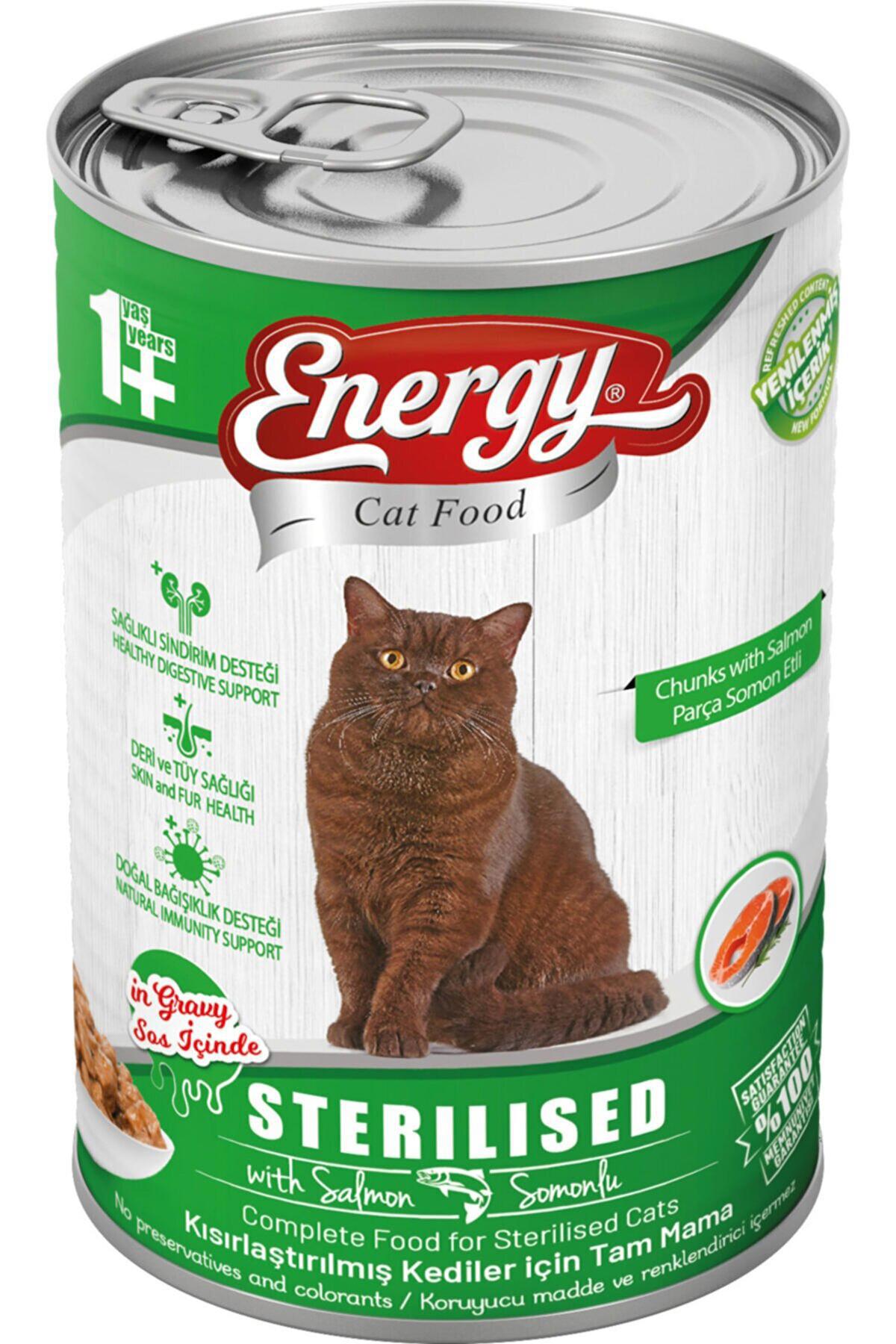 Energy Yetişkin Kısırlaştırılmış Somon Soslu Yaş Kedi Maması 10x400 gr