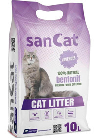 Sancat Premium Lavanta Kokulu Topaklanan İnce Taneli Bentonit Kedi Kumu 10 lt