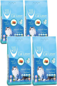 Vancat Marsilya Sabunu Kokulu Topaklanan İnce Taneli Bentonit Kedi Kumu 4x10 kg