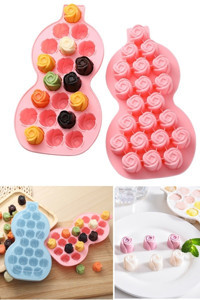 Kitchen Beauty Gül Şekilli Silikon Renkli Buz Kalıbı