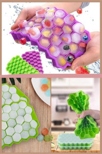 Hilamingo Home Petek Şekilli Silikon Kapaklı Renkli Buz Kalıbı