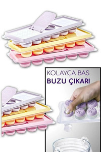İndirimkap Yuvarlak Şekilli Silikon Kapaklı Renkli Buz Kalıbı