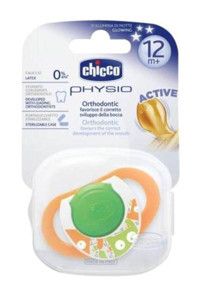 Chicco 12+ Ay Delikli Ortodontik Damaklı Kauçuk Emzik Beyaz - Turuncu
