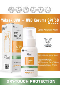 Se Rene Verte Verte Renkli 50 Faktör Tüm Ciltler İçin Leke Karşıtı Nemlendirici Suya Dayanıklı Yüz Güneş Kremi 50 ml