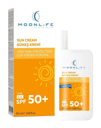 Moonlife Pro Plus 50 Faktör İçin Nemlendirici Suya Dayanıklı Yüz ve Vücut Güneş Kremi 50 ml
