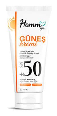 Homm Life 50 Faktör İçin Leke Karşıtı Nemlendirici Yaşlanma Karşıtı Yüz ve Vücut Güneş Kremi 50 ml