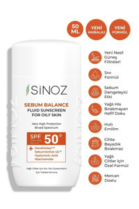 Si̇noz 50 Faktör Yağlı Ciltler İçin Nemlendirici Aydınlatıcı Suya Dayanıklı Yüz Güneş Kremi 50 ml