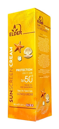 Elder 50 Faktör Tüm Ciltler İçin Nemlendirici Suya Dayanıklı Yüz Güneş Kremi 100 ml