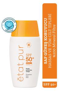 Etat Pur Protective Mineral Fluid 50 Faktör Tüm Ciltler İçin Nemlendirici Suya Dayanıklı Yüz Güneş Kremi 40 ml
