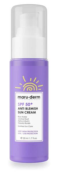 Maru.Derm 50 Faktör İçin Leke Karşıtı Nemlendirici Yaşlanma Karşıtı Suya Dayanıklı Yüz ve Vücut Güneş Kremi 50 ml
