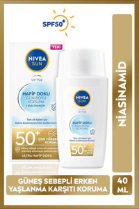 Nivea 50 Faktör İçin Leke Karşıtı Nemlendirici Yaşlanma Karşıtı Suya Dayanıklı Yüz ve Vücut Güneş Kremi 40 ml