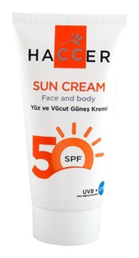 Haccer 50 Faktör İçin Nemlendirici Suya Dayanıklı Yüz ve Vücut Güneş Kremi 150 ml