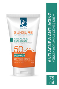 Dermo Clean Sunsure Anti Renkli 50 Faktör İçin Leke Karşıtı Nemlendirici Yaşlanma Karşıtı Suya Dayanıklı Yüz Güneş Kremi 75 ml