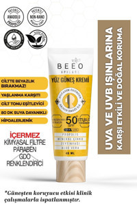 Bee'O Apicare 50 Faktör Tüm Ciltler İçin Nemlendirici Suya Dayanıklı Yüz Güneş Kremi 40 ml