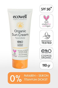 Ecowell 50 Faktör İçin Nemlendirici Suya Dayanıklı Yüz ve Vücut Güneş Kremi 110 gr