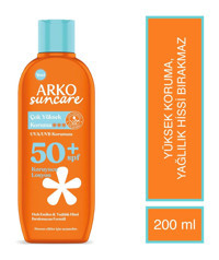 Arko 50 Faktör İçin Nemlendirici Suya Dayanıklı Yüz ve Vücut Güneş Losyonu 200 ml