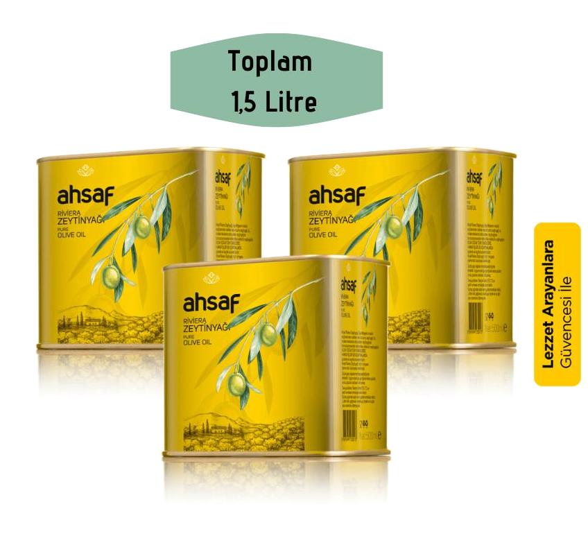Ahsaf Polifenolsüz Teneke Riviera Zeytinyağı 3x500 ml