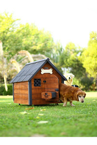 Mandu Medium Yalıtımlı Dış Mekan Ahşap Köpek Kulubesi