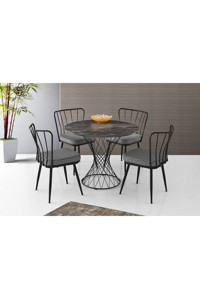 Altan Home Yuvarlak Mermer 90 cm Siyah Kamp Masası