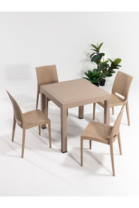 Mobetto Kare Plastik 80x80 cm Kahverengi Kamp Masası