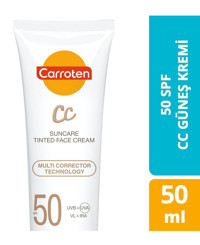 Carroten Renkli 50 Faktör Tüm Ciltler İçin Leke Karşıtı Ton Eşitleyici Kapatıcılı Suya Dayanıklı Yüz Güneş Kremi 50 ml