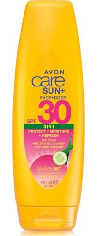 Avon Care Sun Canlandırıcı 3'ü 1 Arada Renksiz 30 Faktör İçin Nemlendirici Yağsız Suya Dayanıklı Yüz ve Vücut Güneş Losyonu 150 ml