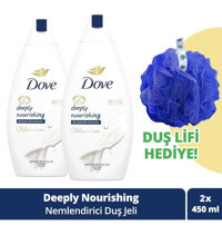 Dove Sütlü Duş Jeli 2x450 ml + Duş Lifi Hediyeli