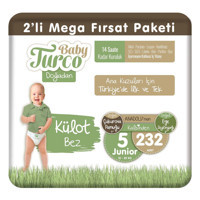 Baby Turco Doğadan Mega Fırsat Paketi 5 Numara Organik Külot Bebek Bezi 232 Adet