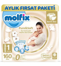 Molfix Pure&Soft 1 Numara Organik Bantlı Bebek Bezi 160 Adet