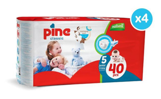 Pine Classic Junior 5 Numara Organik Cırtlı Bebek Bezi 160 Adet