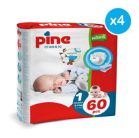 Pine Classic Yenidoğan 1 Numara Organik Cırtlı Bebek Bezi 240 Adet
