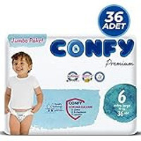 Confy Premium Jumbo 6 Numara Organik Cırtlı Bebek Bezi 36 Adet