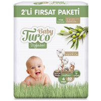 Baby Turco Doğadan Maxi 4 Numara Organik Bantlı Bebek Bezi 82 Adet