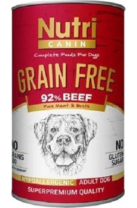 Nutri Canin Grain Free Biftekli Kıyılmış Yaş Köpek Maması 400 gr Tekli