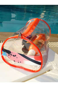 Rof Bag Turuncu Pvc Büyük Boy Seyahat Makyaj Çantası