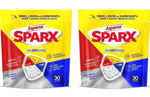 Asperox Sparx Diamond Limon Sirke Kokulu Tablet Bulaşık Makinesi Deterjanı 60 Adet