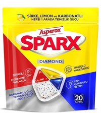 Asperox Sparx Diamond Limon Sirke Kokulu Tablet Bulaşık Makinesi Deterjanı 20 Adet